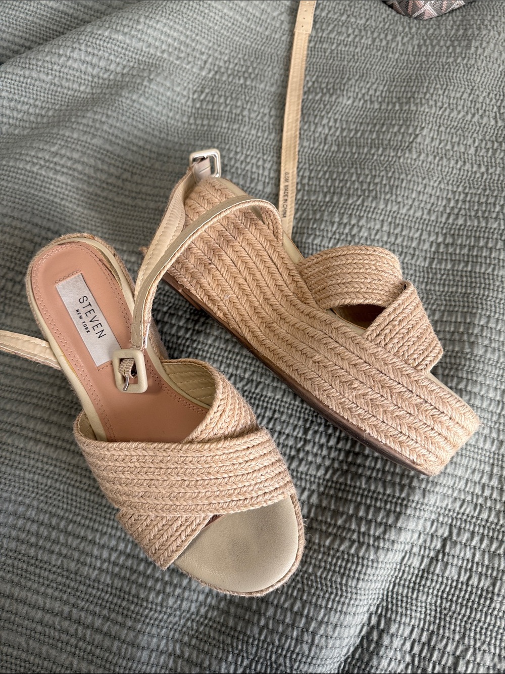 Steven New York Natural Braided Platform Sandal - Beige